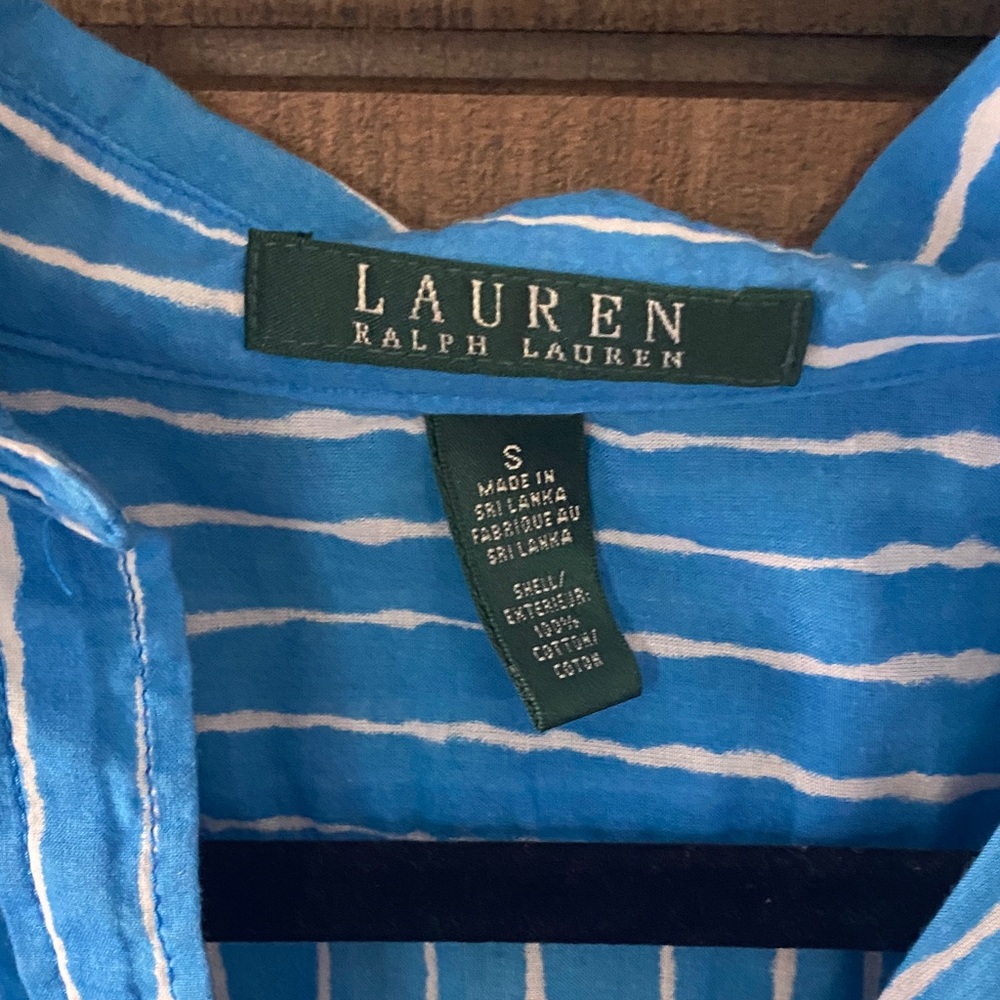 Ralph Lauren blue and white striped top - Picture 2 of 2